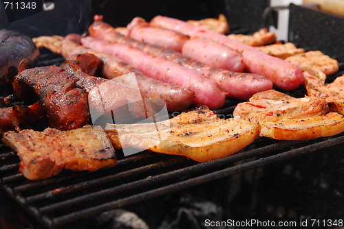 Image of Tasty meal with fresh meat on grill