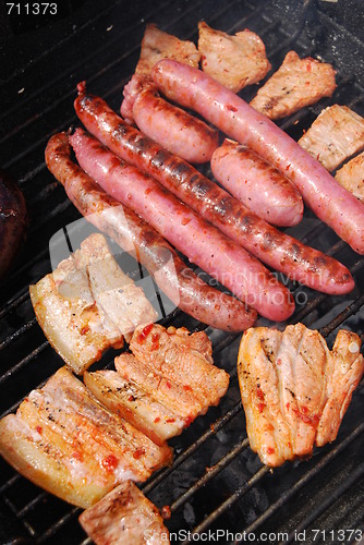 Image of Tasty meal with fresh meat on grill