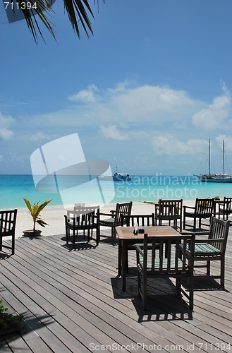 Image of Beautiful beach bar view in Maldives