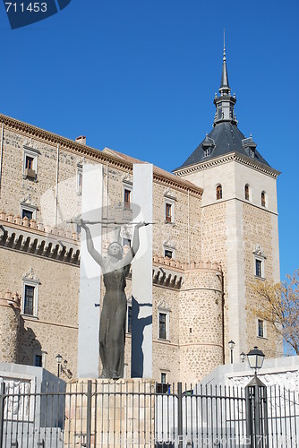 Image of Alcázar Fortress and Statue of Peace in Toledo