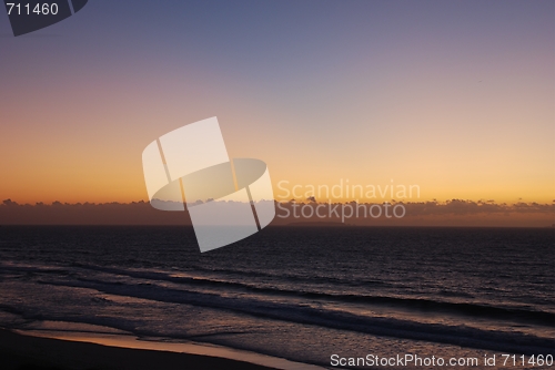 Image of Colorful sunset on Praia del Rey, Portugal