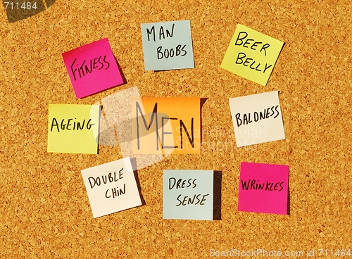Image of Men concerns on a cork board