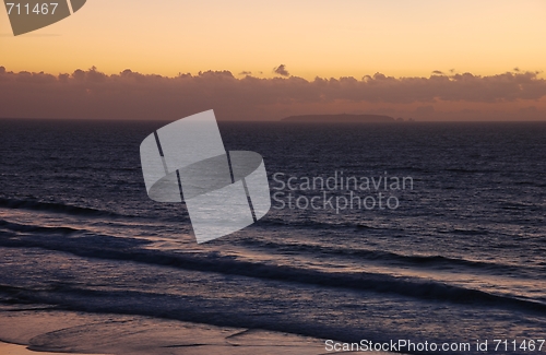 Image of Colorful sunset on Praia del Rey, Portugal