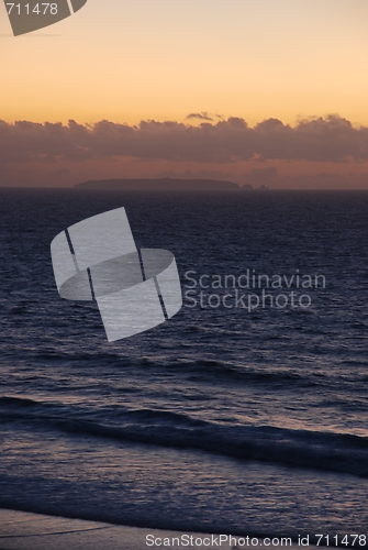 Image of Colorful sunset on Praia del Rey, Portugal