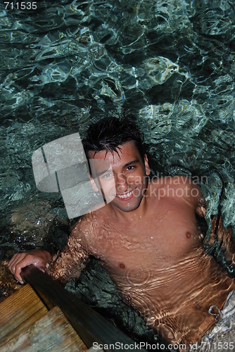 Image of Young man enjoying Maldives water (night shoot)