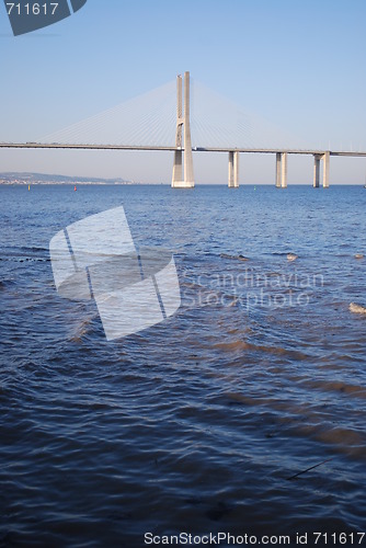 Image of Vasco da Gama Bridge over River Tagus in Lisbon