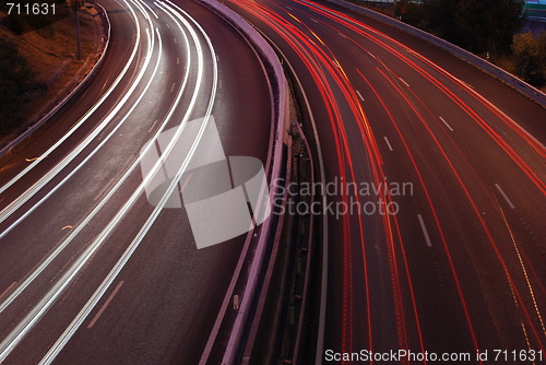 Image of Freeway traffic on the city (car blur motion)