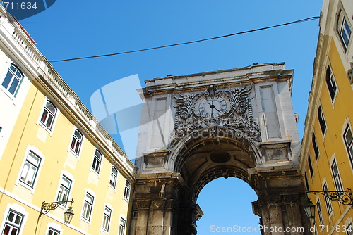 Image of Arch crossing from Augusta street to Commerce square in Lisbon, Portugal