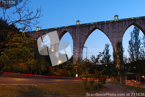 Image of Aqueduct of the Free Waters in Lisbon (car motion)