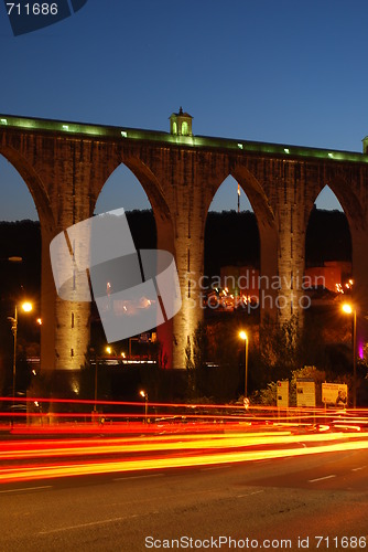 Image of Aqueduct of the Free Waters in Lisbon (car motion)
