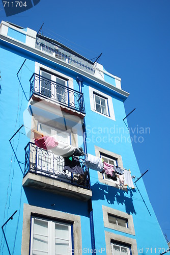 Image of Clothes drying at the window on Lisbon's downtown