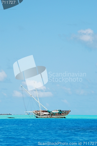 Image of Semi-submerged typical ship on Maldives