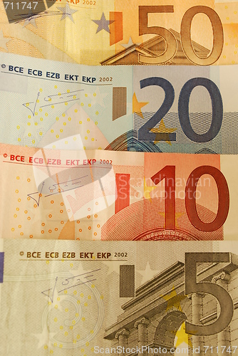 Image of 50, 20, 10 and 5 Euro Bills