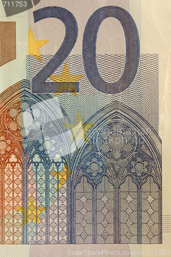 Image of 20 Euro bill (close up)