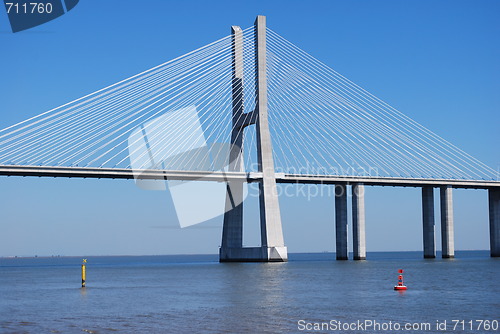 Image of Vasco da Gama Bridge over River Tagus in Lisbon