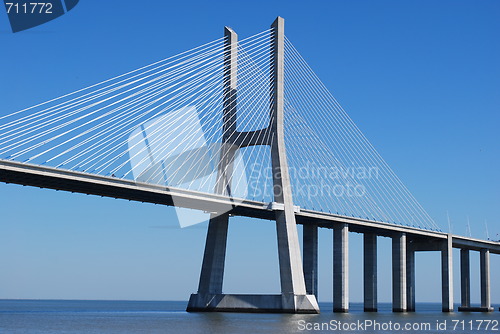 Image of Vasco da Gama Bridge over River Tagus in Lisbon