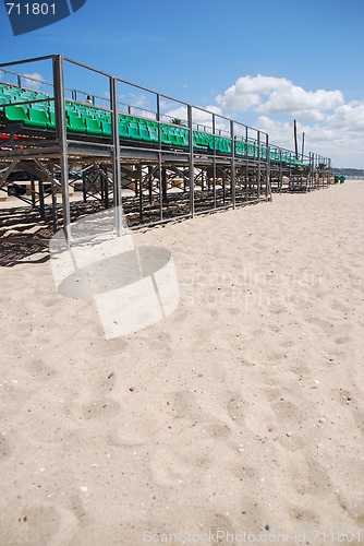 Image of Stadium green bleachers (space on sand)