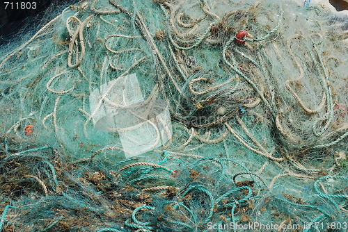 Image of Old fishing nets in the port of Cascais, Portugal