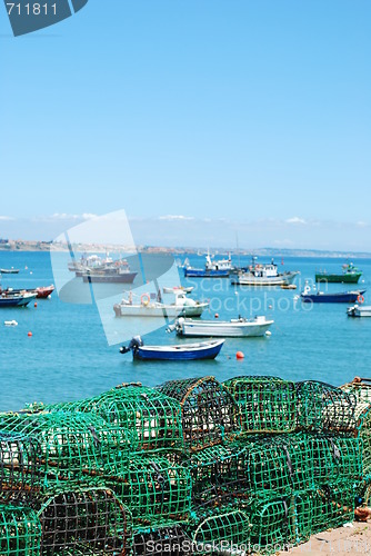 Image of Old fishing equipment in the port of Cascais, Portugal
