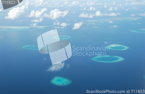 Image of View on Maldives Islands from airplane