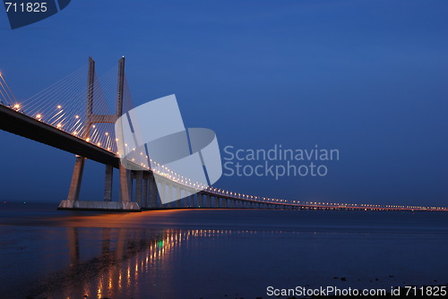 Image of Vasco da Gama Bridge over River Tagus in Lisbon