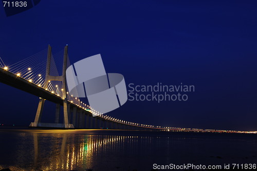 Image of Vasco da Gama Bridge over River Tagus in Lisbon