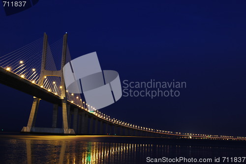 Image of Vasco da Gama Bridge over River Tagus in Lisbon