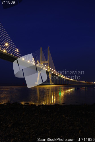 Image of Vasco da Gama Bridge over River Tagus in Lisbon