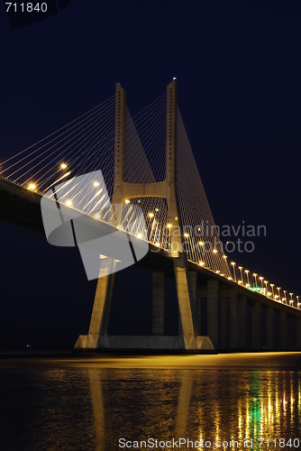 Image of Vasco da Gama Bridge over River Tagus in Lisbon