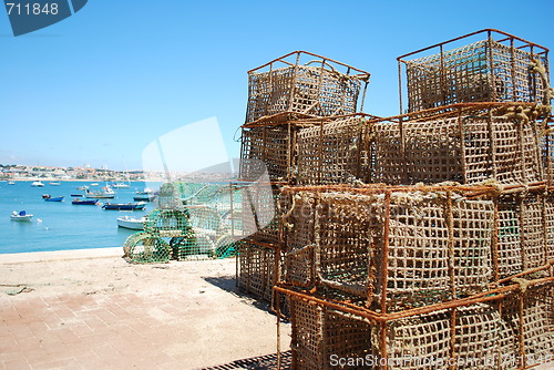 Image of Old fishing cages in the port of Cascais, Portugal