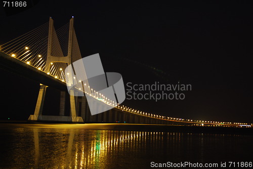 Image of Vasco da Gama Bridge over River Tagus in Lisbon