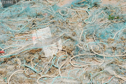 Image of Old fishing nets in the port of Cascais, Portugal