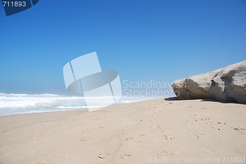 Image of Small cliff at a beautiful beach in Praia del Rey