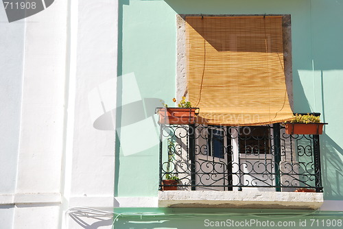 Image of Lisbon's traditional window balcony