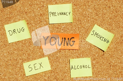 Image of Young concerns on a cork board