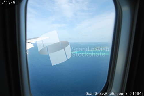 Image of View on Maldives Islands from airplane