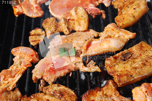 Image of Tasty meal with fresh meat on grill