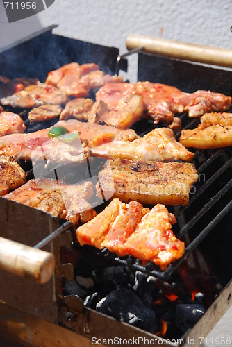 Image of Tasty meal with fresh meat on grill