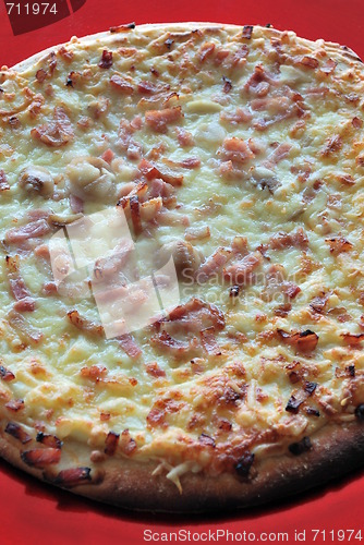 Image of Pizza time on a red plate