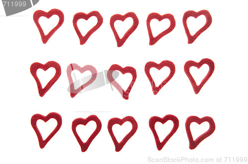 Image of Hearts on white background 