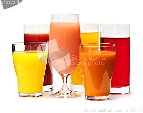 Image of Glasses of various juices