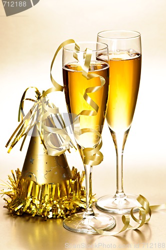 Image of Champagne and New Years party decorations