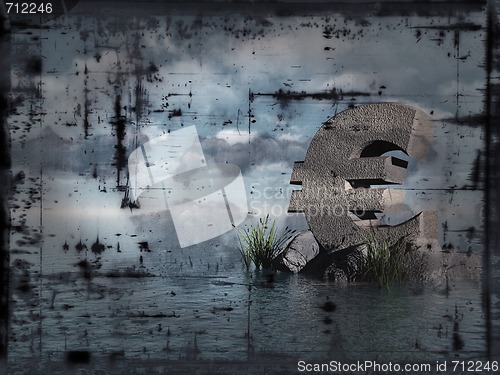 Image of grunge euro at water