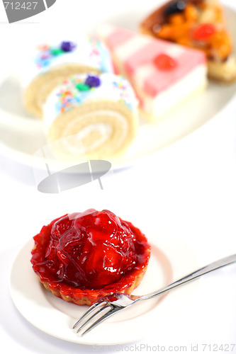 Image of Strawberry tart with fork