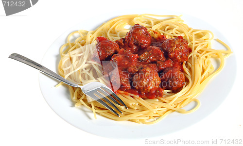 Image of Plate of spaghetti and meatballs