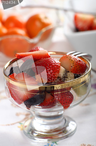 Image of Fresh fruit salad in a glass bowl