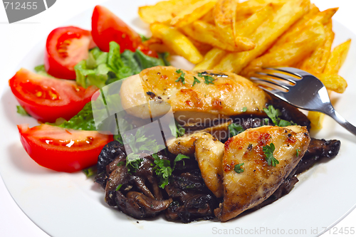 Image of Chicken breasts on mushrooms