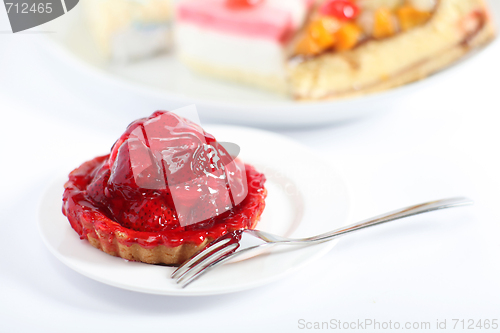 Image of Strawberry tart and fork horizontal