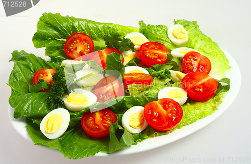 Image of Gourmet quails egg and tomato salad