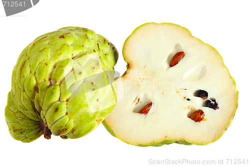 Image of Custard apple sliced in half